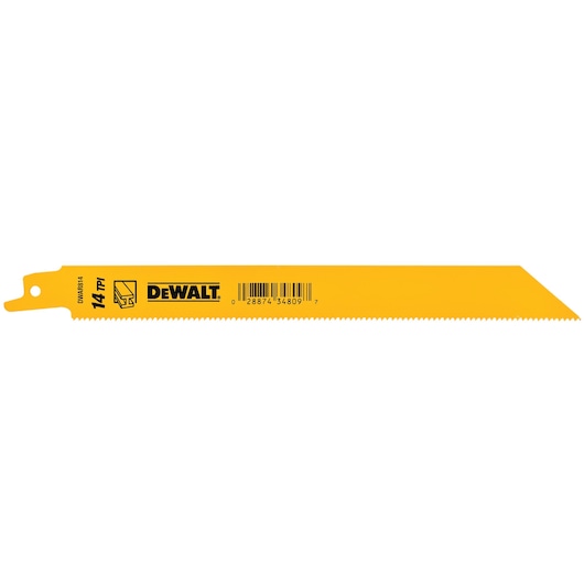 Back View of 8 inch metal cutting  bi metal reciprocating saw blades.