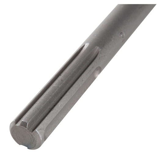 Close-up of a metal SDS rotary hammer drill bit shank, shown at an angle on a white background.
