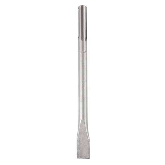 A DEWALT SDS chisel bit, shown vertically against a white background. The tool has a metal body with a flat chisel tip designed for use with rotary hammer drills.