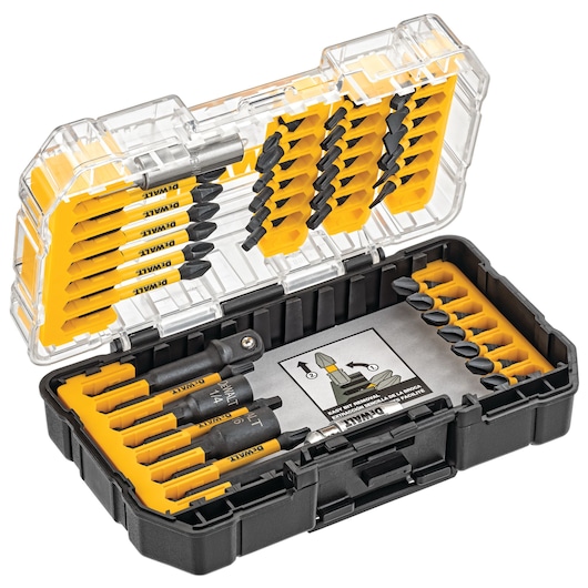 profile of Flextorq Screwdriving bit set in a open case.