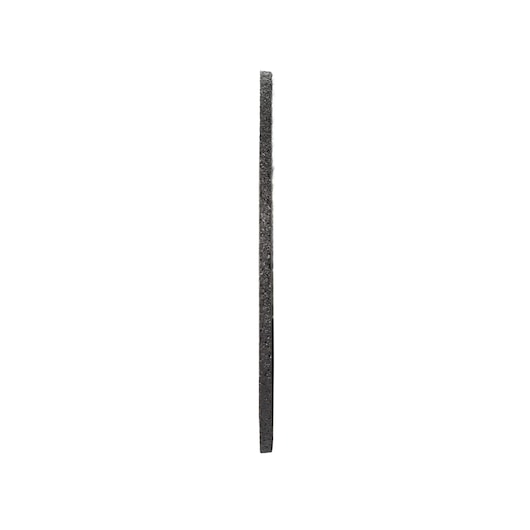 Side view of a thin, round abrasive cutting disc, photographed against a white background.