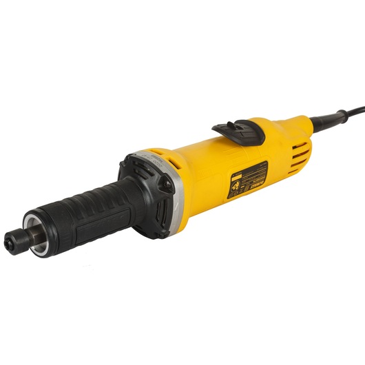 A yellow and black DEWALT electric die grinder with a cylindrical handle and attached power cord, shown against a white background.