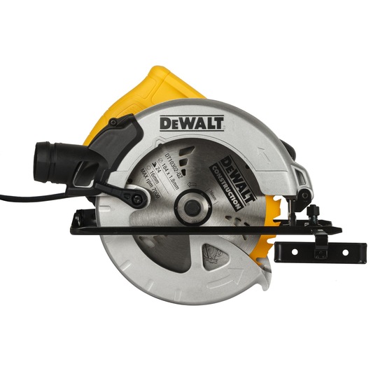 A DEWALT circular saw with a silver blade guard and yellow handle, model DT10302-QZ, designed for construction and woodworking.