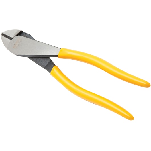 A pair of diagonal cutting pliers with yellow handles, designed for cutting wire and other materials.