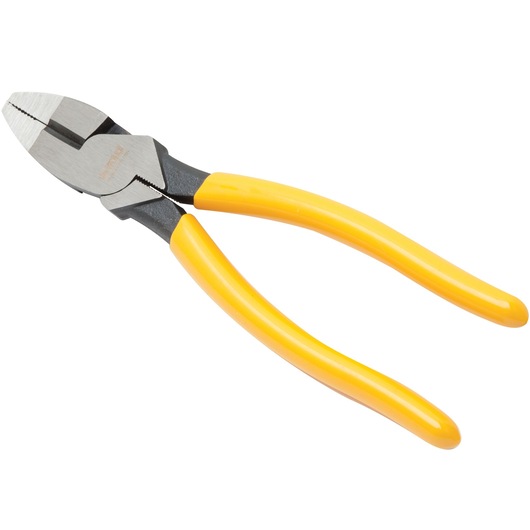 A pair of diagonal cutting pliers with yellow handles, used for cutting wire and other materials.