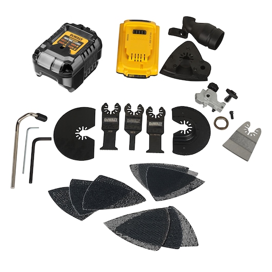 Set of accessories for DEWALT multi tool plus DCB1102 charger and x1 2.0AH battery