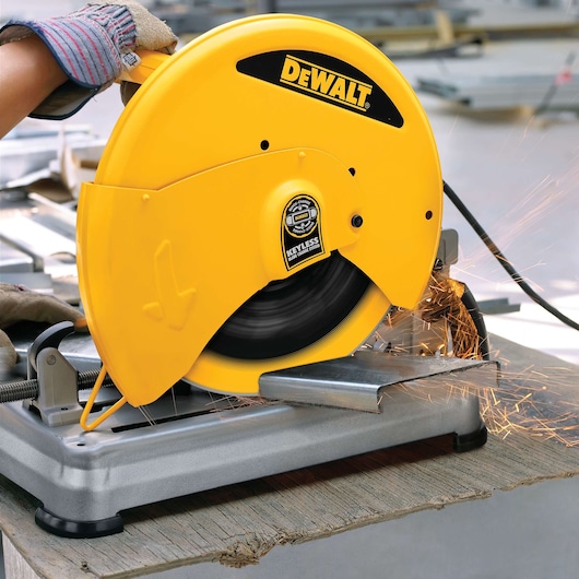 Diamond Edge Chop Saw Wheel being used on metal.