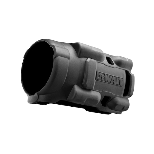 DEWALT black protective camera lens cover with rugged, textured design viewed from an angle.